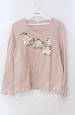 画像1: INGEBORG / くちなしプリントカットソー Ｍ ピンク O-25-09-08-005-LO-TO-IG-OS