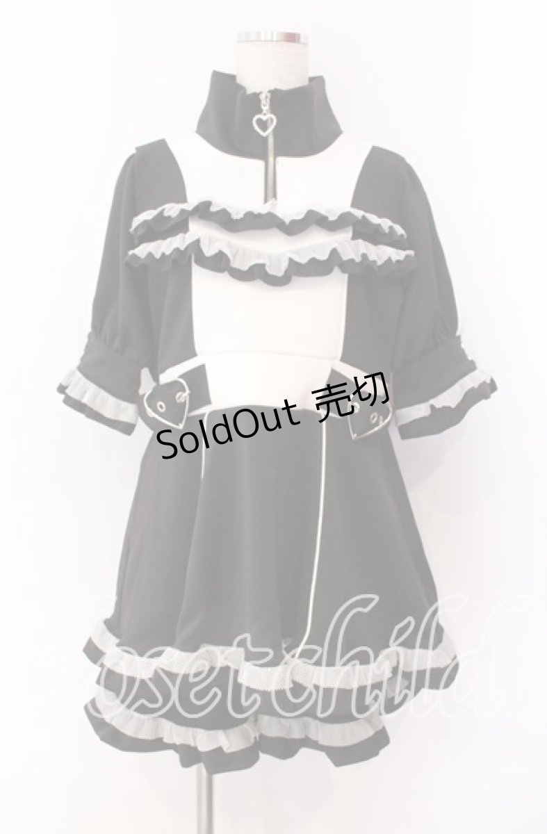 画像1: 【SALE】DearMyLove / フリルたっぷりジャージセットアップ LL クロ×シロ O-25-09-08-052-EL-OP-IG-ZT093 (1)