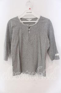 PINK HOUSE / レース配色5部袖カットソー  グレー O-25-09-08-007-LO-TS-IG-ZT078
