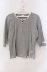 画像1: 【SALE】PINK HOUSE / レース配色5部袖カットソー  グレー O-25-09-08-007-LO-TS-IG-ZT078 (1)