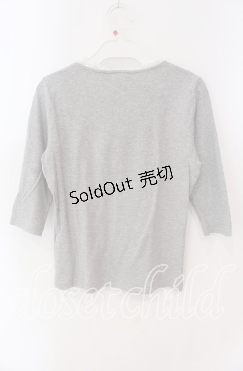 画像2: 【SALE】PINK HOUSE / レース配色5部袖カットソー  グレー O-25-09-08-007-LO-TS-IG-ZT078 (2)