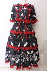 Chalmiere / チェリーバニー柄ワンピース  クロ O-25-09-08-068-LO-OP-IG-OS