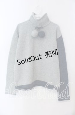 画像1: powder / ぽんぽん使いミックスカラーニット  ブルー系 O-25-09-08-009-LO-TO-OW-ZI