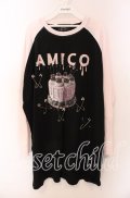 Jamie エーエヌケー / ケーキプリントロンTEE  クロ×ピンク O-25-09-08-080-LO-TO-IG-OS
