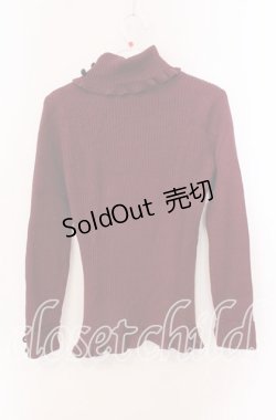 画像2: F&A / 袖ボタン付きボーダーハイネックニット  ワイン O-25-09-08-017-LO-TO-IG-ZT009