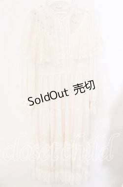 画像1: axes femme / 刺繍チュール使ケープワンピース  生成り O-25-09-08-019-AX-OP-IG-OS