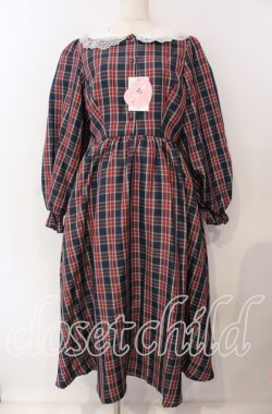 画像1: m petit by misako / ハローキティチェックワンピース L ネイビー×レッドチェック O-25-09-08-021-LO-OP-IG-OS