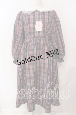 画像1: m petit by misako / ハローキティチェックワンピース L ネイビー×レッドチェック O-25-09-08-021-LO-OP-IG-OS