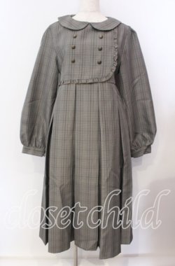 画像1: FLC / チェック柄ボックスプリーツワンピース L ブラウン O-25-09-08-023-LO-OP-IG-OS