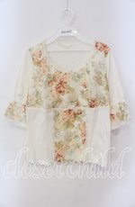 画像1: 【SALE】PINK HOUSE / 花柄切り替えＴシャツ Ｍ シロ O-25-09-08-004-LO-TO-IG-ZT078 (1)