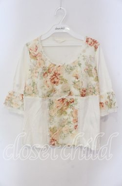 画像1: PINK HOUSE / 花柄切り替えＴシャツ Ｍ シロ O-25-09-08-004-LO-TO-IG-OS