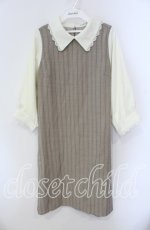 画像1: 【SALE】axes femme / 襟付きサックワンピース  ベージュ×クリーム O-25-09-09-003-AX-OP-IG-ZT446 (1)