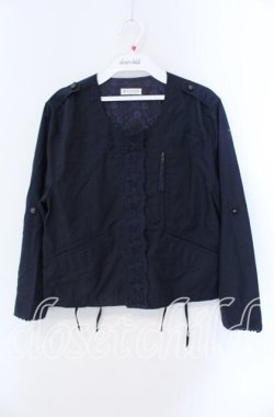 画像1: axes femme / ノーカラーブルゾン  ネイビー O-25-09-09-033-AX-JA-IG-OS