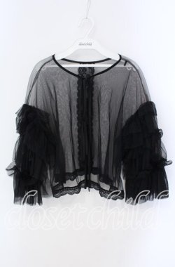 画像1: axes femme / フリルチュールトップス  クロ O-25-09-09-035-AX-TO-IG-OS