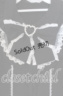 画像2: DearMyLove / 丸襟フリルヨークレースリボンブラウス 3L クロ×シロ O-25-09-09-043-EL-BL-IG-OS