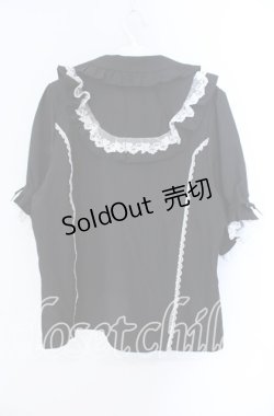 画像3: DearMyLove / 丸襟フリルヨークレースリボンブラウス 3L クロ×シロ O-25-09-09-043-EL-BL-IG-OS