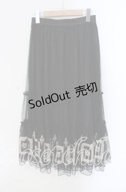 画像1: axes femme / 額縁刺繍チュールスカート  クロ O-25-09-09-047-AX-SK-IG-OS