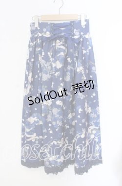 画像1: axes femme / ローズリース柄スカート  ブルー O-25-09-09-049-AX-SK-IG-OS