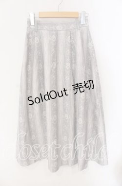 画像1: axes femme / アンティークローズスカート  グレー×アイボリー O-25-09-09-054-AX-SK-IG-OS