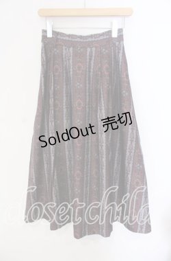 画像1: 【SALE】axes femme / アンティークローズスカート  ワイン O-25-09-09-055-AX-SK-IG-ZT108