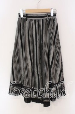 画像1: axes femme POETIQUE / ストライプ柄イレヘムスカート  クロ O-25-09-09-056-AX-SK-IG-OS