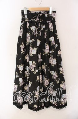 画像1: axes femme / レースアップスカウチョ  クロ 花柄 O-25-09-09-065-AX-PA-IG-OS