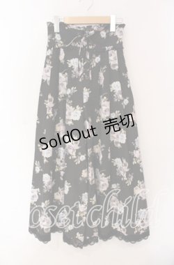 画像1: axes femme / レースアップスカウチョ  クロ 花柄 O-25-09-09-065-AX-PA-IG-OS