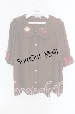 画像1: axes femme kawaii / クマパフェ刺繍ブラウス M ブラウン O-25-09-09-068-AX-BL-IG-OS