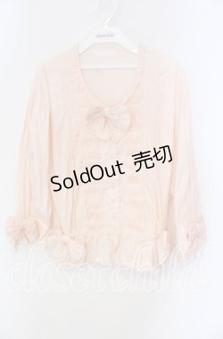 画像1: PINK HOUSE / タックリボンブラウス  薄ピンク O-25-09-09-007-LO-BL-IG-OS