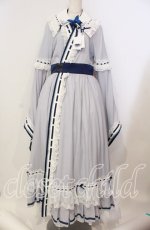 画像1: Hoshibako Works / 西行寺幽々子　付け襟付き着物風ワンピース  サックス×シロ O-25-09-09-085-LO-OP-OW-OS (1)