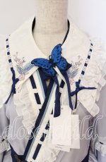 画像2: Hoshibako Works / 西行寺幽々子　付け襟付き着物風ワンピース  サックス×シロ O-25-09-09-085-LO-OP-OW-OS (2)