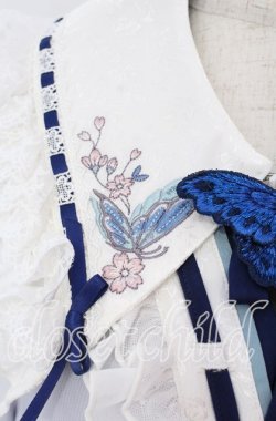 画像3: Hoshibako Works / 西行寺幽々子 付け襟付き着物風ワンピース  サックス×シロ O-25-09-09-085-LO-OP-OW-OS