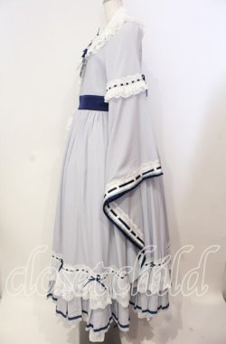 画像4: Hoshibako Works / 西行寺幽々子 付け襟付き着物風ワンピース  サックス×シロ O-25-09-09-085-LO-OP-OW-OS