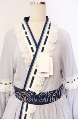 画像7: Hoshibako Works / 西行寺幽々子 付け襟付き着物風ワンピース  サックス×シロ O-25-09-09-085-LO-OP-OW-OS