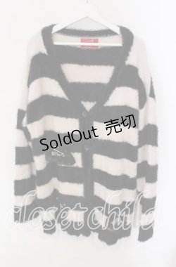 画像1: Jamie エーエヌケー / ボーダーフェザーカーデ  クロ×ピンク O-25-09-09-002-LO-TO-IG-OS