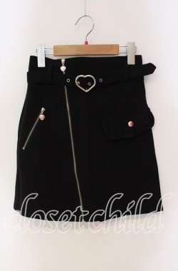 画像1: Honey Cinnamon / ハートバックルデザインスカート  クロ O-25-09-11-027-LO-SK-IG-OS