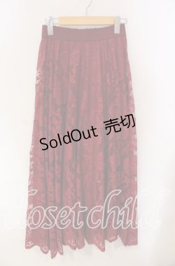 画像1: axes femme / レースサーキュラースカート  ワイン O-25-09-11-033-AX-SK-IG-OS