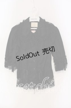 画像1: metamorphose / 五分丈後ろ編上げブラウス  クロ O-25-09-11-039-ME-BL-OW-OS