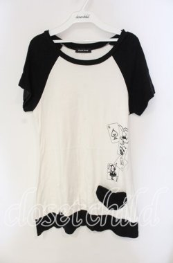 画像1: PEACE NOW / トランププリントラグラン風カットワンピース  ブラック×ホワイト O-25-09-11-045-PU-OP-IG-OS