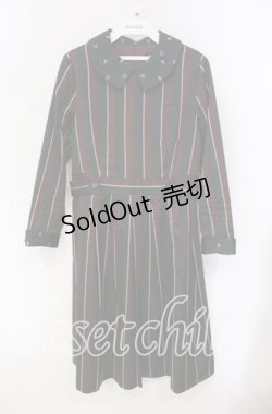 画像1: Jane Marple / Regimental stripeのワンピース  ワイン×グリーン O-25-09-11-051-JM-OP-IG-OS