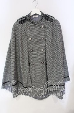 画像1: axes femme / ダブルボタンケープコート  クロ×シロ O-25-09-11-054-AX-CO-IG-OS