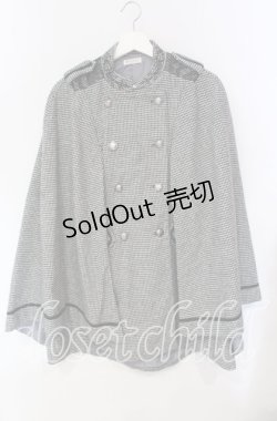 画像1: axes femme / ダブルボタンケープコート  クロ×シロ O-25-09-11-054-AX-CO-IG-OS