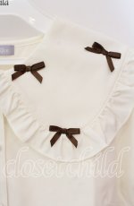 画像2: 【SALE】axes femme POETIQUE / プチリボンビッグ襟ブラウス  オフ O-25-09-11-055-AX-BL-IG-ZH (2)