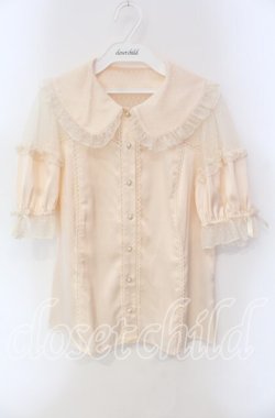 画像1: axes femme kawaii / チュール切り替えパフ袖ブラウス  生成り O-25-09-11-056-AX-BL-IG-OS