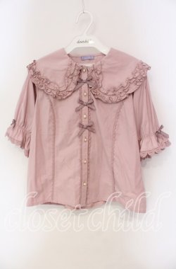 画像1: axes femme kawaii / 半袖丸襟コットンブラウス  ピンク O-25-09-11-058-AX-BL-IG-OS