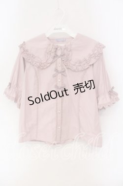 画像1: axes femme kawaii / 半袖丸襟コットンブラウス  ピンク O-25-09-11-058-AX-BL-IG-ZT0920A