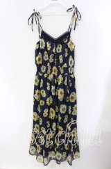 axes femme / ひまわり柄キャミワンピース  ネイビー O-25-09-11-064-AX-OP-IG-ZT035