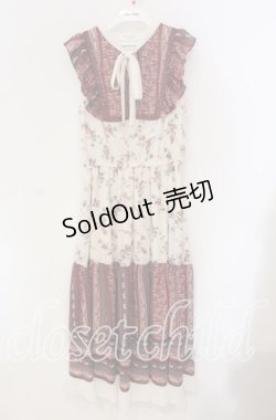 画像1: 【SALE】axes femme / パッチワーク花柄ロングワンピース M アイボリー O-25-09-11-065-AX-OP-IG-ZT036