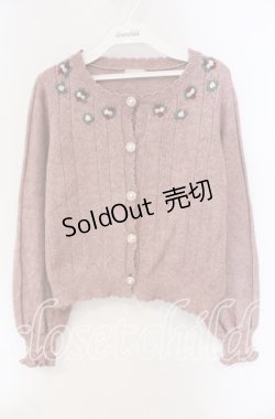 画像1: axes femme / モチーフローズカーディガン  ピンク O-25-09-11-066-AX-TO-IG-OS