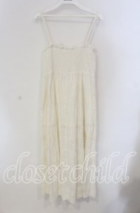 axes femme / レース使いシャーリングキャミワンピ  シロ O-25-09-11-068-AX-OP-IG-ZT249